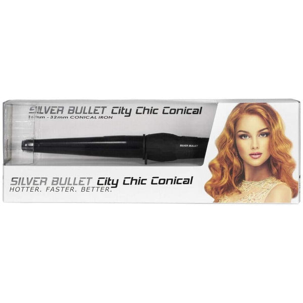 Silver Bullet City Chic Large Ceramic Conical Curling Iron, Black, 19Mm/ 32Mm
