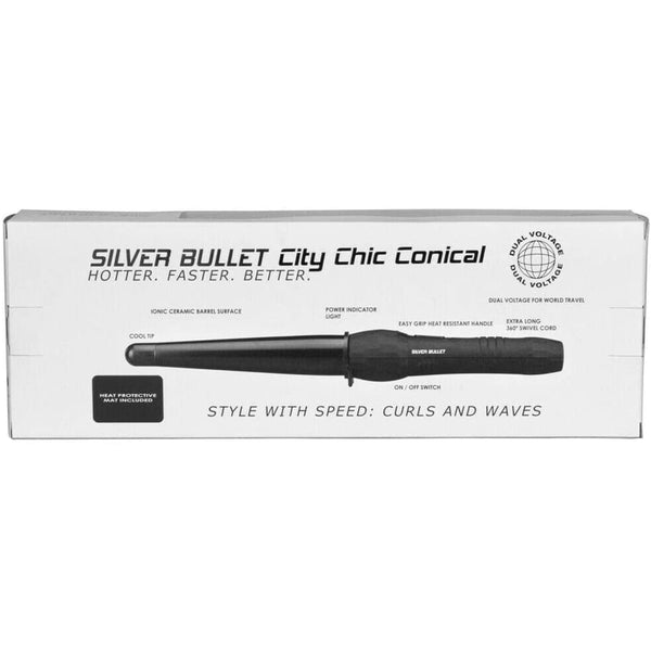 Silver Bullet City Chic Large Ceramic Conical Curling Iron, Black, 19Mm/ 32Mm