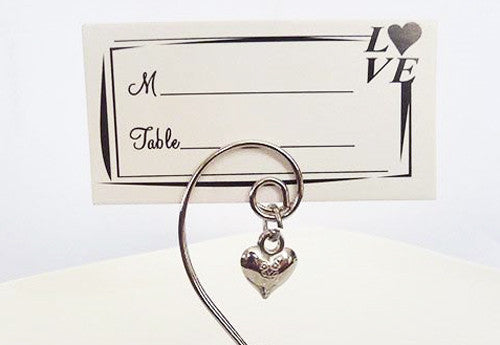 10 Pack of Silver Wedding Kissing Bell Name Card Stand