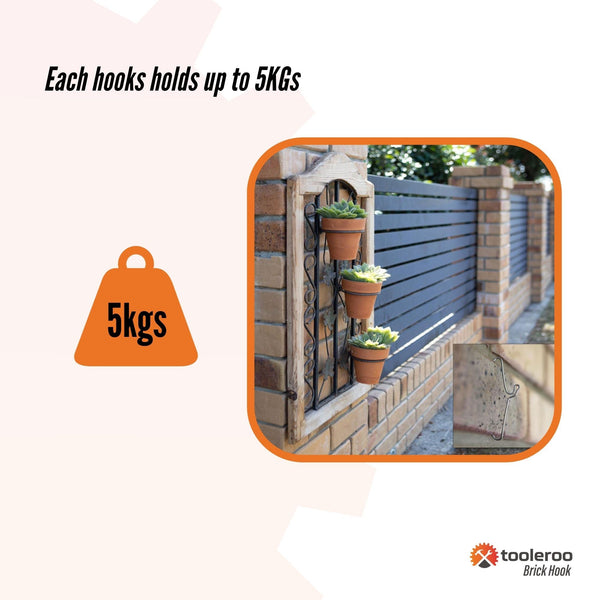 10 Pck 120mm (4.7’’) Brick Hooks - Wall Crab Clips Hangers
