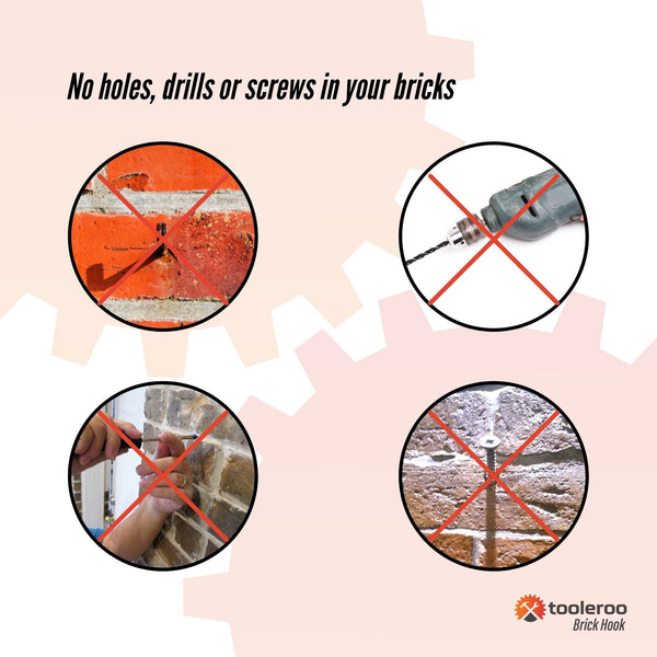 10 Pck 120mm (4.7’’) Brick Hooks - Wall Crab Clips Hangers