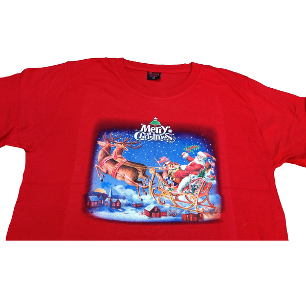 100% Cotton Adult Christmas T Shirt Xmas Top Santa Red