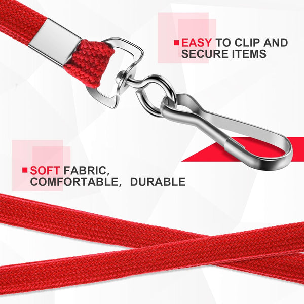 100 Pack Badge Lanyards with ID Card Holders Red Lanyards