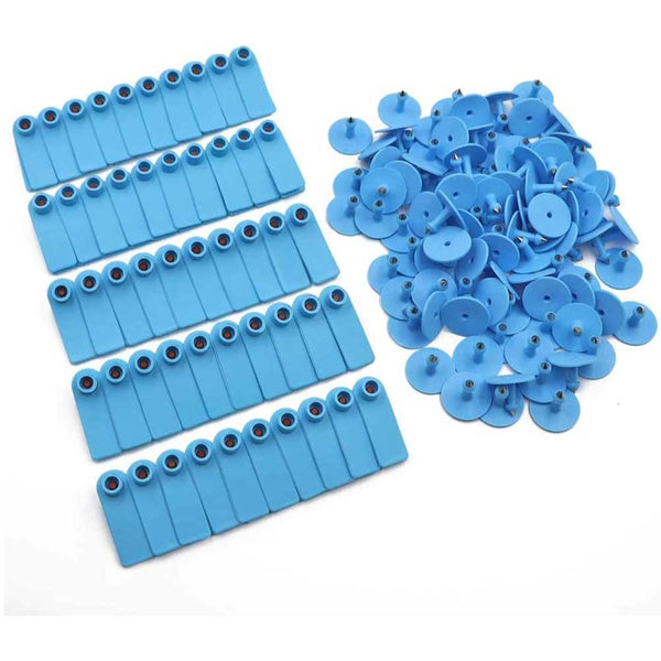 100x Cattle Ear Tags 5x2cm Set - Small Blue Cow Sheep Pig