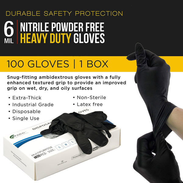 100x Nitrile Black Industrial Mechanic Tattoo Food