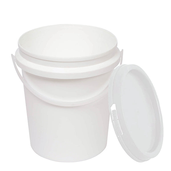 10x 1.2L Plastic Buckets + Lids - Food Grade Empty White