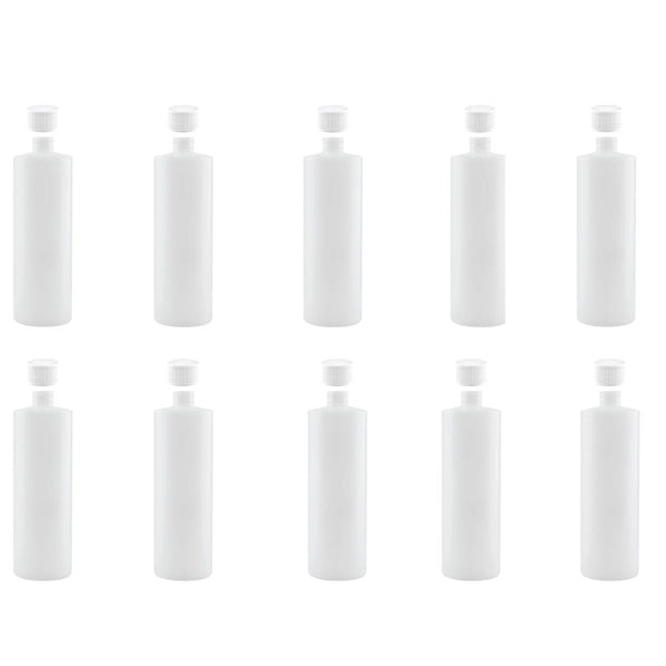 10x 250ml Clear HDPE Round Bottle + 28/410 Caps - Empty