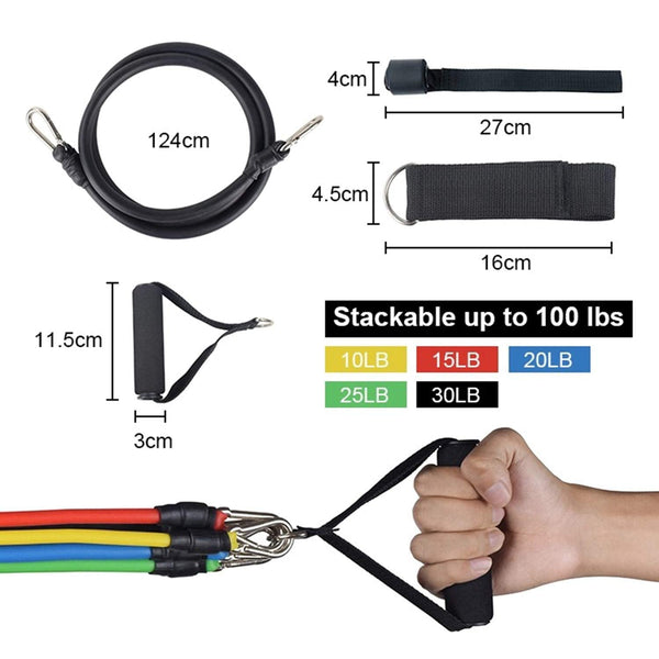 11 Pack Resistance Bands Stackable Exercise Bands Home