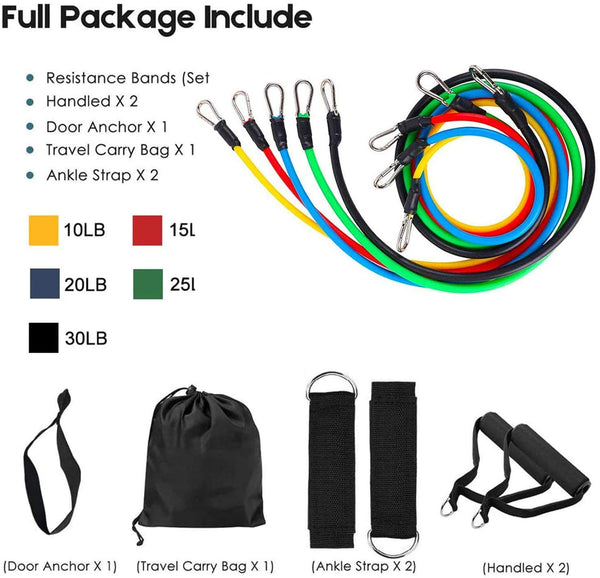 11 Pack Resistance Bands Stackable Exercise Bands Home