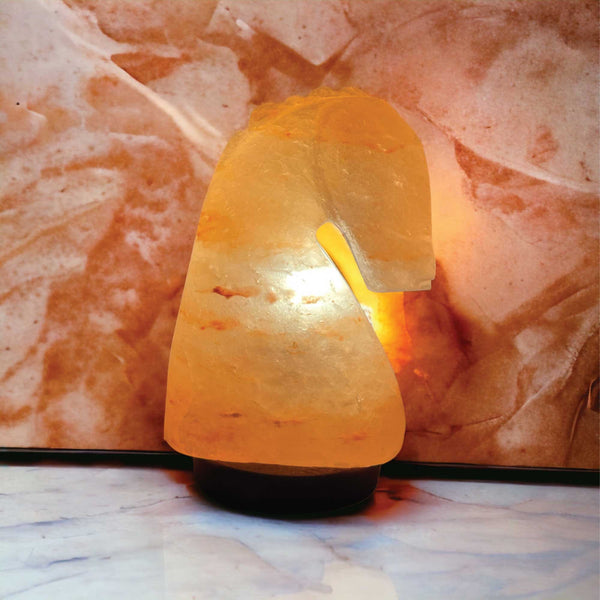 12V 12W Horse Himalayan Pink Salt Lamp Carved Knight Rock