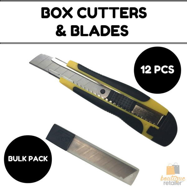 12x BOX CUTTERS Knife Retractable Blade Snap Off Razor 18mm