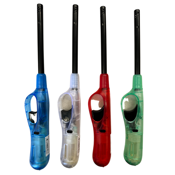 12x Clear Long Gas Lighter for BBQ Kitchen Cigarette w/
