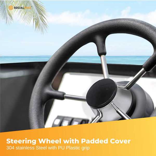 13.5’’ Boat Steering Wheel With Grip Cover - Stainless