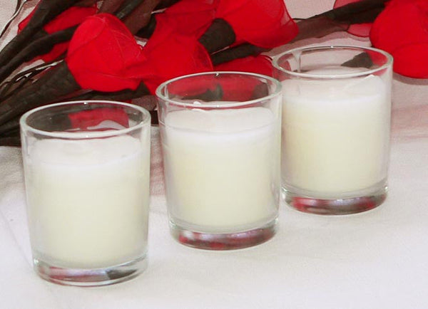 20 White Wax Clear Glass Holder Votive Candle - Wedding