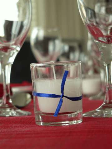 20 White Wax Clear Glass Holder Votive Candle - Wedding