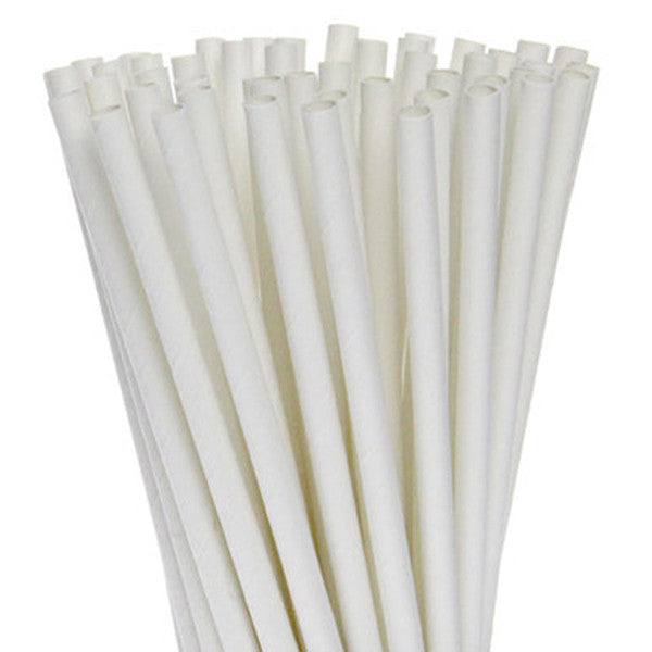 200 Pack White Drinking Straws Biodegradable Eco Paper