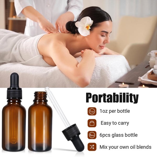 20ml (5 Pack) Amber Glass Dropper Bottle Liquid Essential