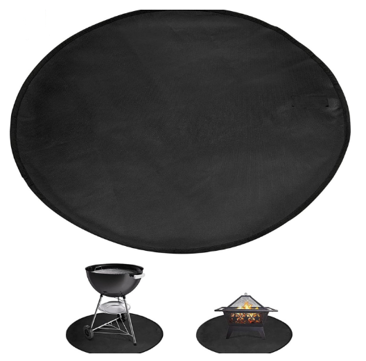 24-Inch Black Fireproof Mat for Fire Pit and BBQ - Silicone