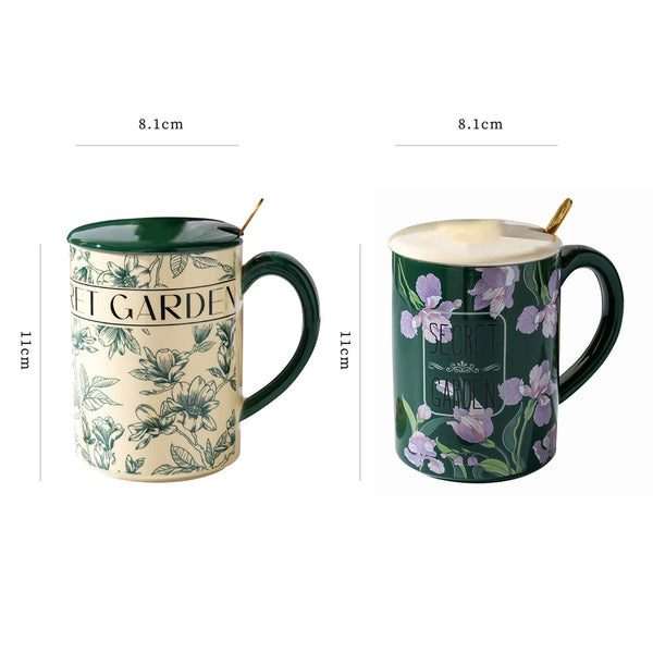 2X High-Fired Ceramic Porcelain Mug Set with Lid 400ml