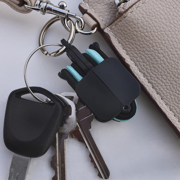 3-PCS Black Portable Hair Tie Organizer Keychain Compact