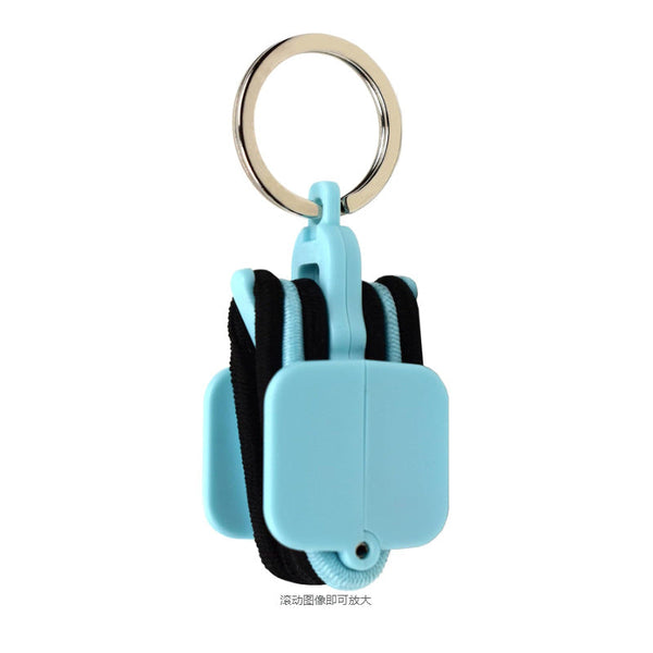 3-PCS Blue Portable Hair Tie Organizer Keychain Compact