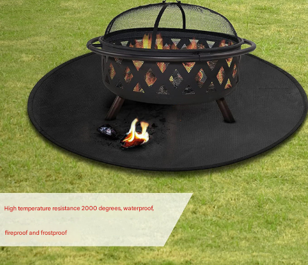 30-Inch Black Fireproof Mat for Fire Pit and BBQ - Silicone