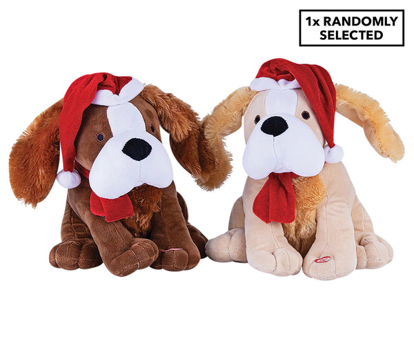 30cm Christmas Xmas Musical Dog Santa Hat Jingle Bells