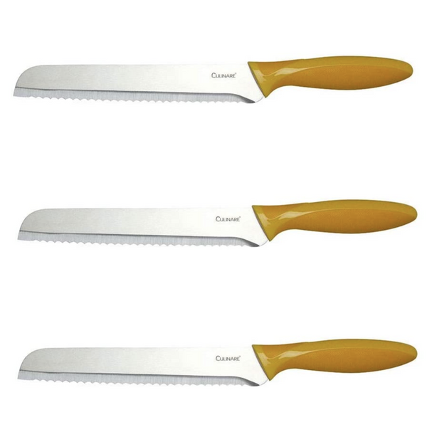 3Pc Set 20.5cm Culinare Bread Knife Stainless Steel Kitchen