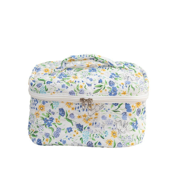 3SET Quilted Floral Makeup Bag Collection Cute Rabbit