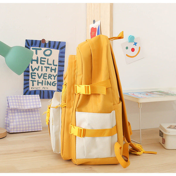 5 Piece Aesthetic School Backpack Set Purple Oxford Fabric