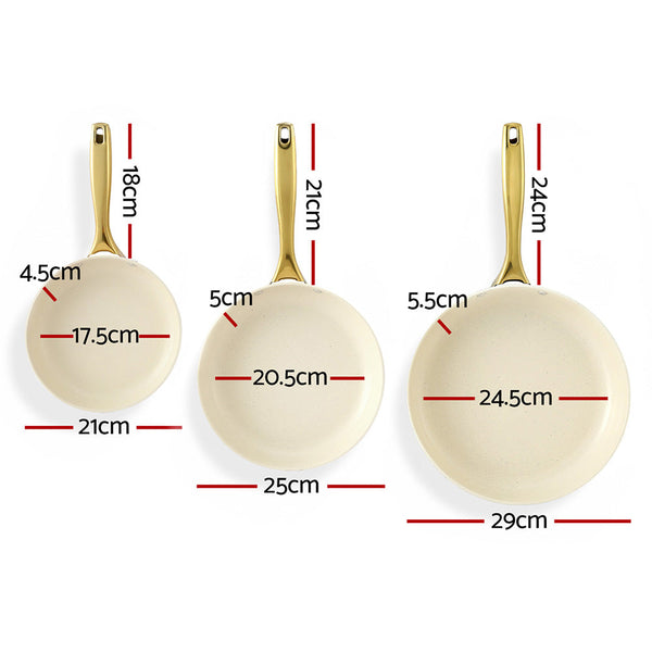 5-star Chef Frying Pan 3PCS Shades Frypan Set Ceramic