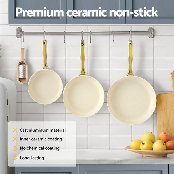 5-star Chef Frying Pan 3PCS Shades Frypan Set Ceramic