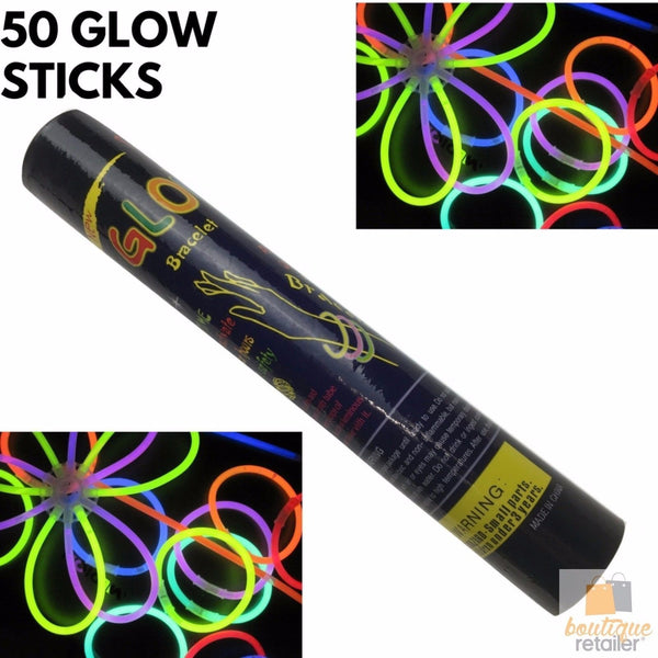 50 GLOW STICKS Party Light Glow In The Dark Rave NECKLACE