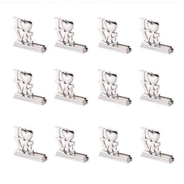 50 Piece Pack of Wedding Name Card Place Stand Silver LOVE