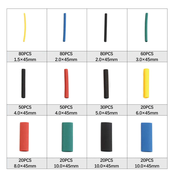 530 Pcs Heating Shrink Sleeve Set Heat Shrinkable