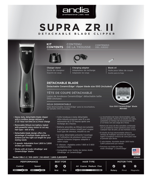 Andis Supra ZR II Cordless Detachable Blade Clipper