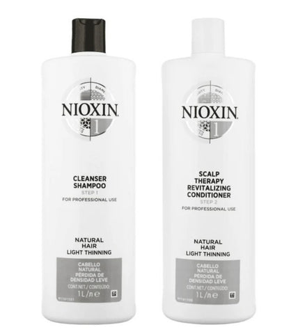 Nioxin System 1 Cleanser + Scalp Therapy Revitalising Conditioner 1000ml Duo