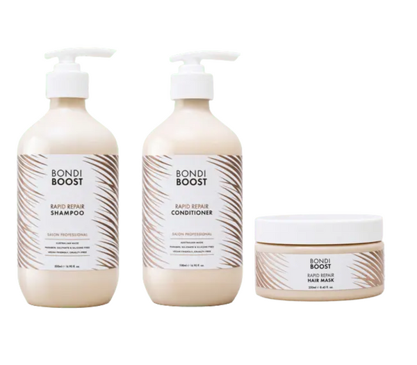 Bondi Boost Rapid Repair Bond Builder Shampoo, Conditioner 500ml & Mask 250ml Trio