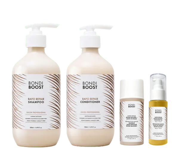 Bondi Boost Rapid Repair Bond Builder Shampoo, Conditioner, Leave In Mask & Finishing Oil Quad Bundle