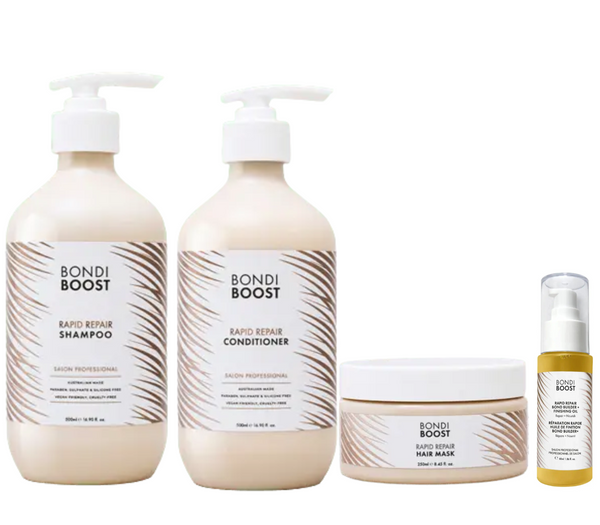 Bondi Boost Rapid Repair Bond Builder Shampoo, Conditioner, Mask & Finishing Oil Quad Bundle