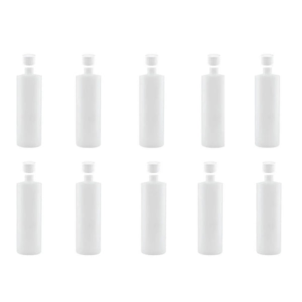 10x 500ml Clear HDPE Round Bottle + 28/410 Caps - Empty Plastic Food Storage