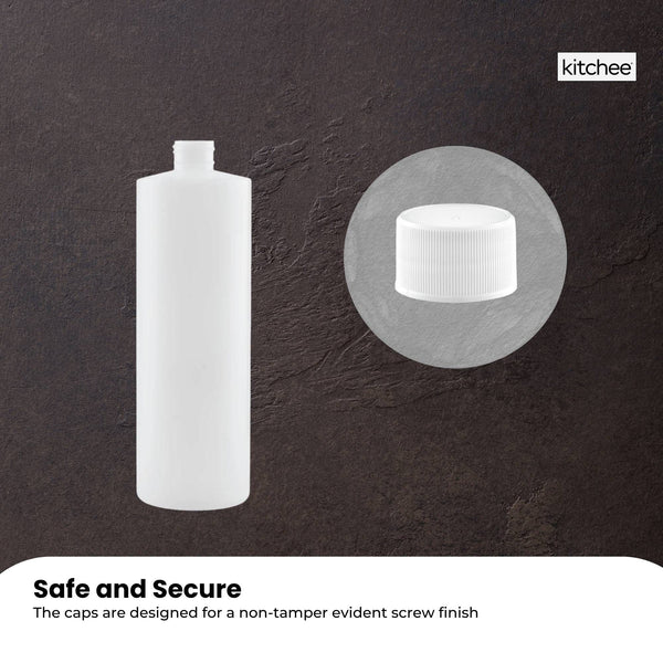 10x 500ml Clear HDPE Round Bottle + 28/410 Caps - Empty Plastic Food Storage