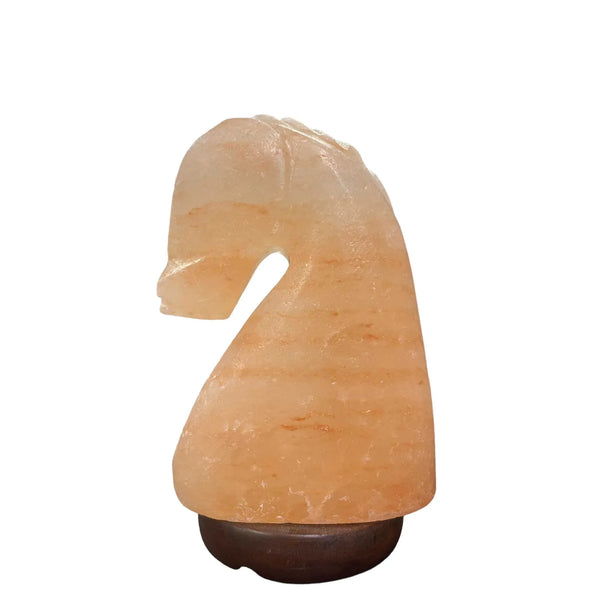 12V 12W Horse Himalayan Pink Salt Lamp Carved Knight Rock Crystal Light Bulb On/Off