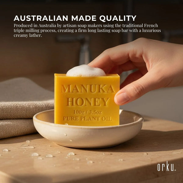 4x 100g Plant Oil Soap Manuka Honey Scent Pure Vegetable Base Bar Australian