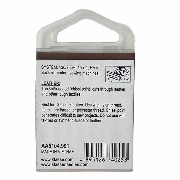 Klasse 80/90 Leather Sewing Machine Needles Assorted Sizes 6 Pack Chisel Point