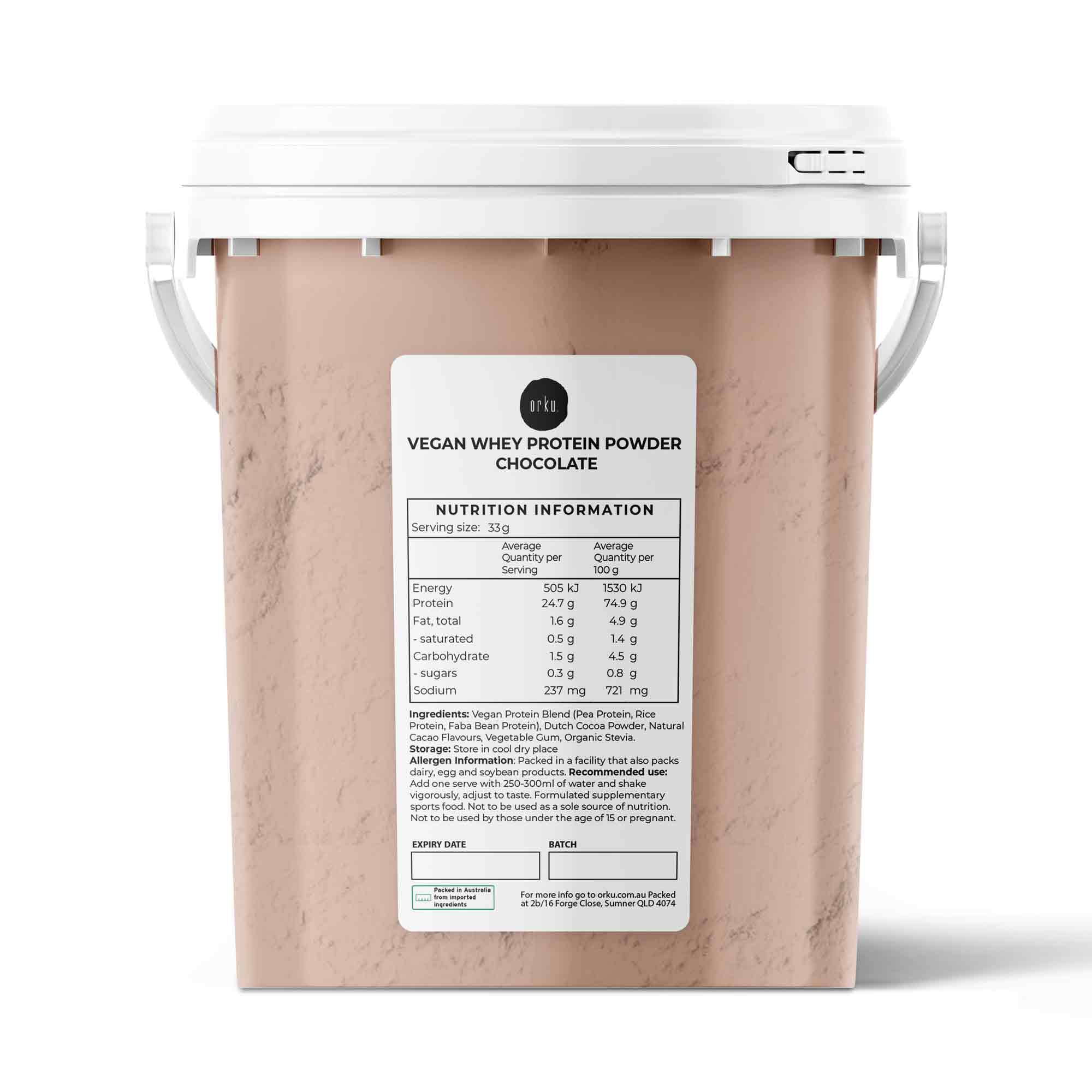 500g Vegan Protein Powder Blend - Chocolate Plant WPI/WPC Supplement Bucket