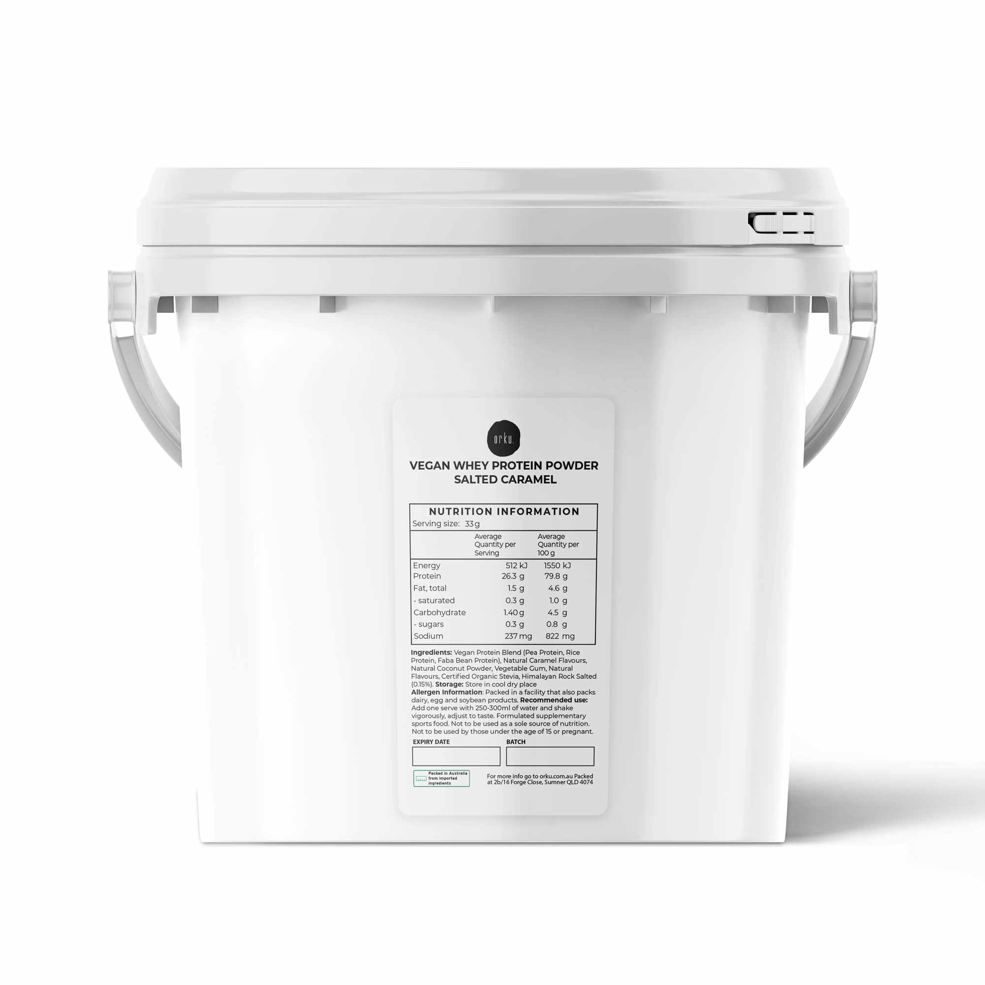 2Kg Vegan Protein Powder Blend - Salted Caramel Plant WPI/WPC Supplement Tub