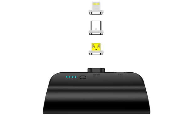 CHOETECH B660-BK 3000mAh Mini Power Bank with 3 Magnetic Connectors (Black)