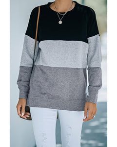 Azura Exchange Black Contrast Stitching Sweatshirt with Slits - M