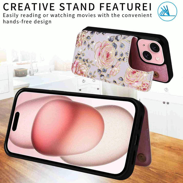 Double Buckle Rfid Anti Theft Phone Case For Iphone 15 - Printed